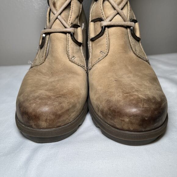 Sorel Joan of Arctic Wedge Mid Tobacco Tan Winter Leather Boot Womens Size 9 EUC - Picture 3 of 15